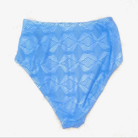 ASOS Swim Baby Blue Crochet High Waist Cheeky Bikini Bottoms 2 Women’s - Picture 5 of 9